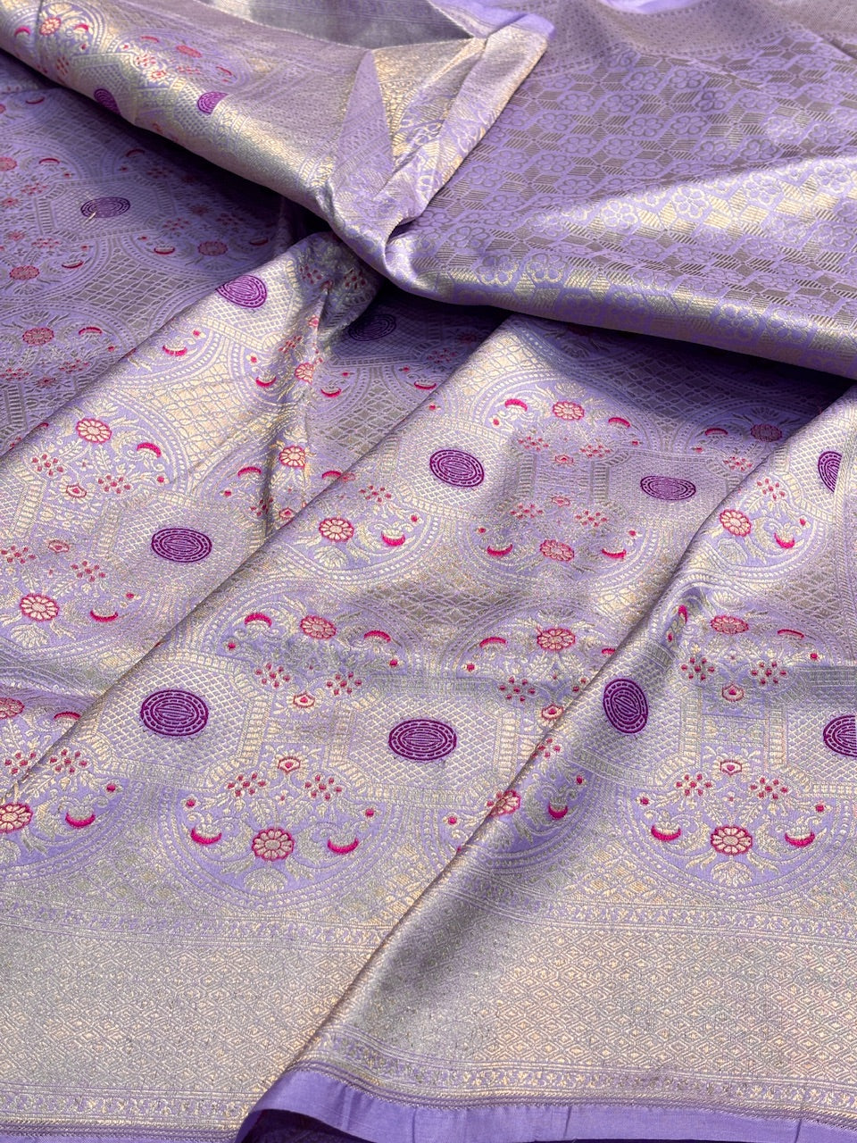 Lavender Banarasi Katan Brocade Silk Saree