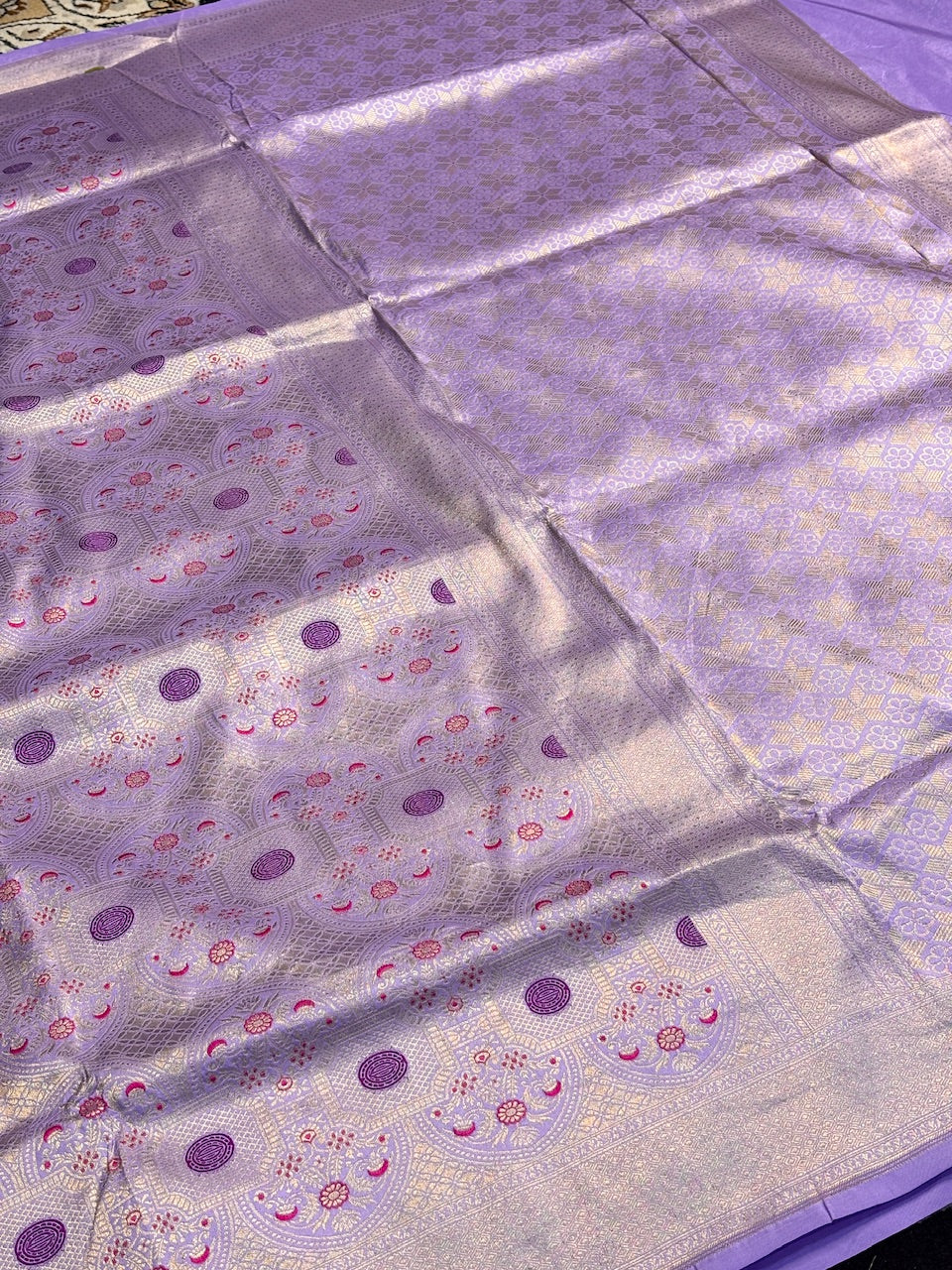 Lavender Banarasi Katan Brocade Silk Saree