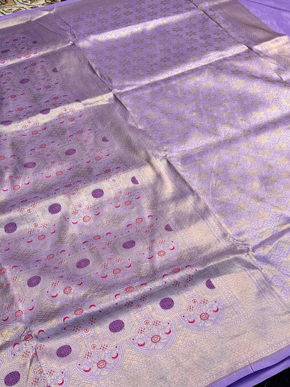 Lavender Banarasi Katan Brocade Silk Saree