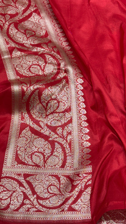 Red Pure Banarasi Katan Silk Saree