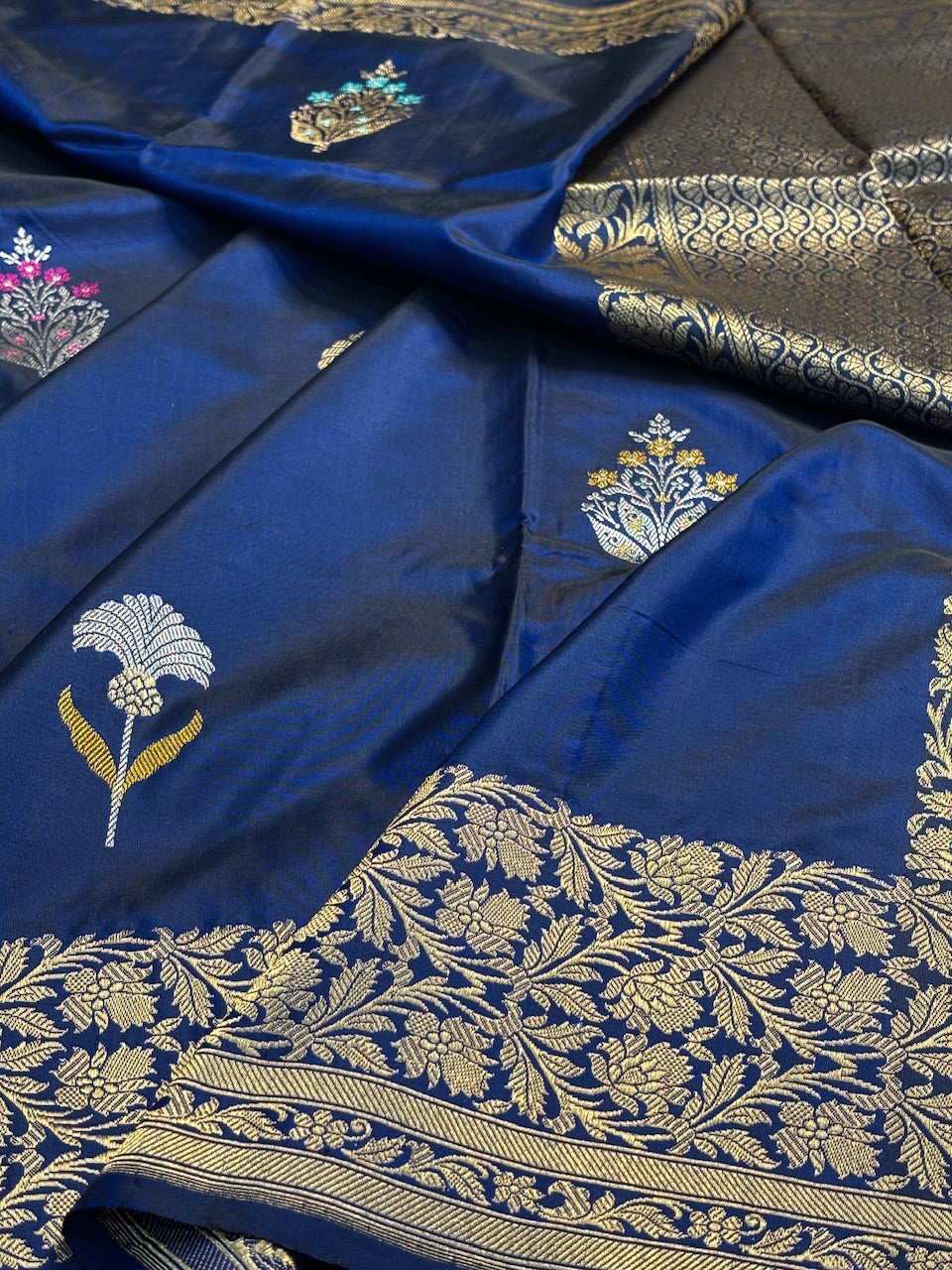 Royal Blue Pure Banarasi Katan Silk Handloom Saree