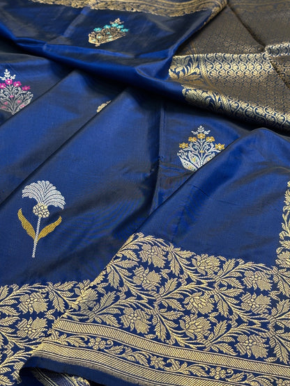 Royal Blue Pure Banarasi Katan Silk Handloom Saree