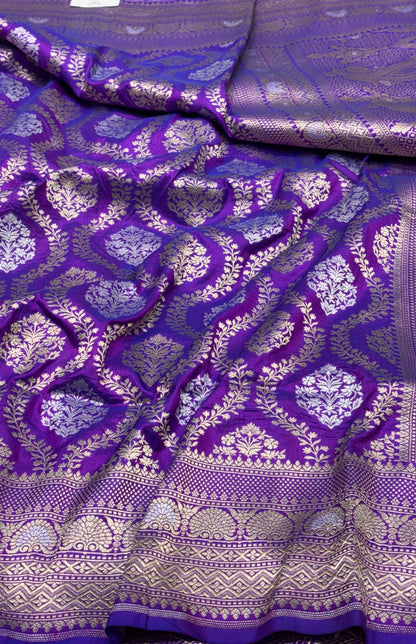 Pure Katan Silk Banarasi Saree in Royal Purple