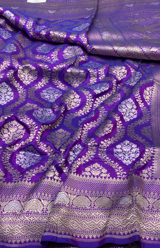 Pure Katan Silk Banarasi Saree in Royal Purple