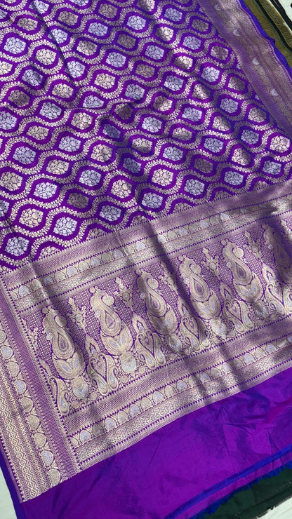 Pure Katan Silk Banarasi Saree in Royal Purple