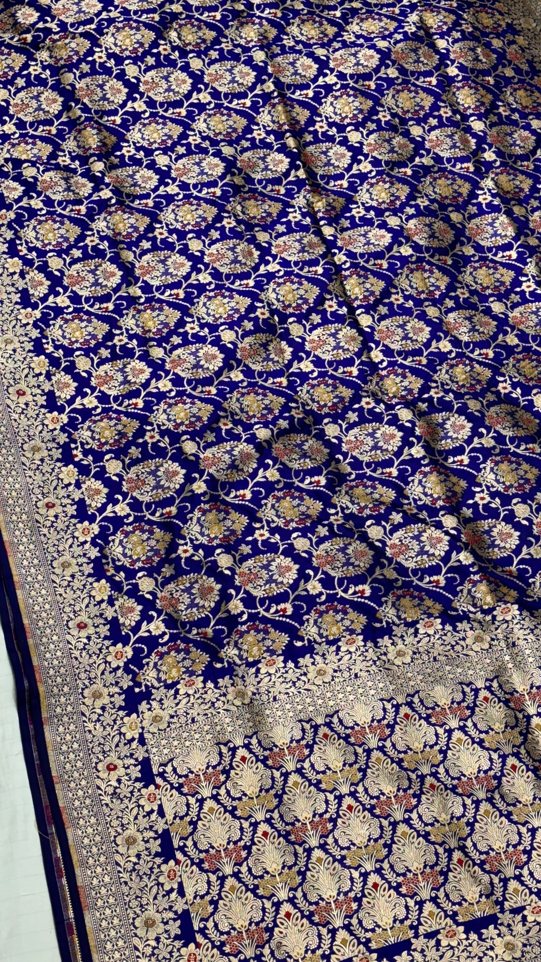 Pure Katan Silk Banarasi Saree in Deep Indigo