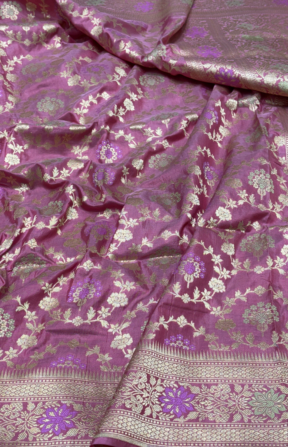 Pure Katan Silk Banarasi Saree in Elegant Purple