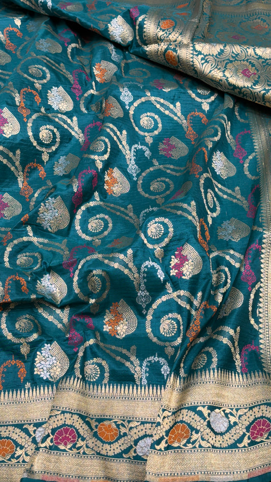 Rich Green Pure Katan Silk Banarasi Saree