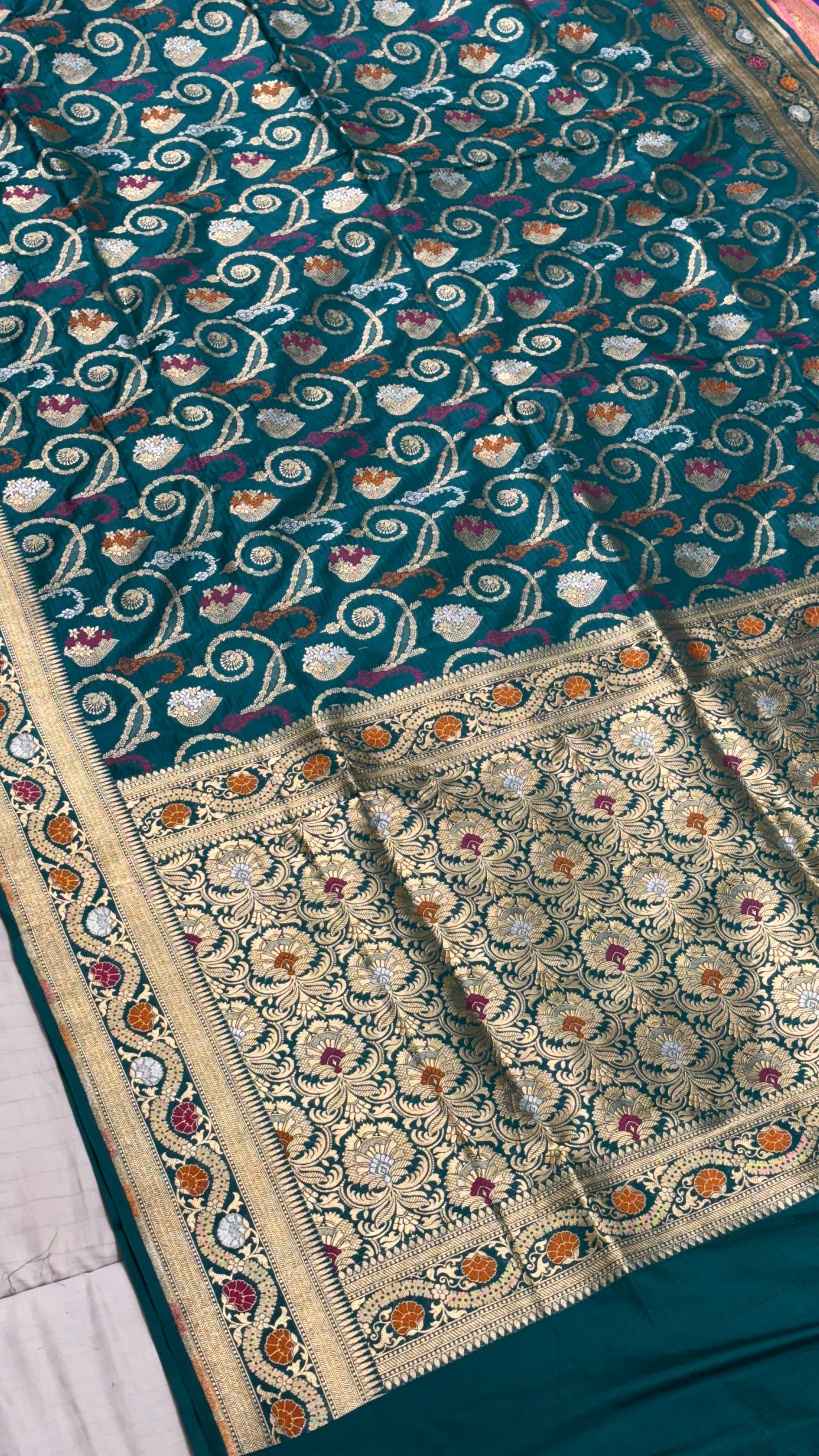 Rich Green Pure Katan Silk Banarasi Saree