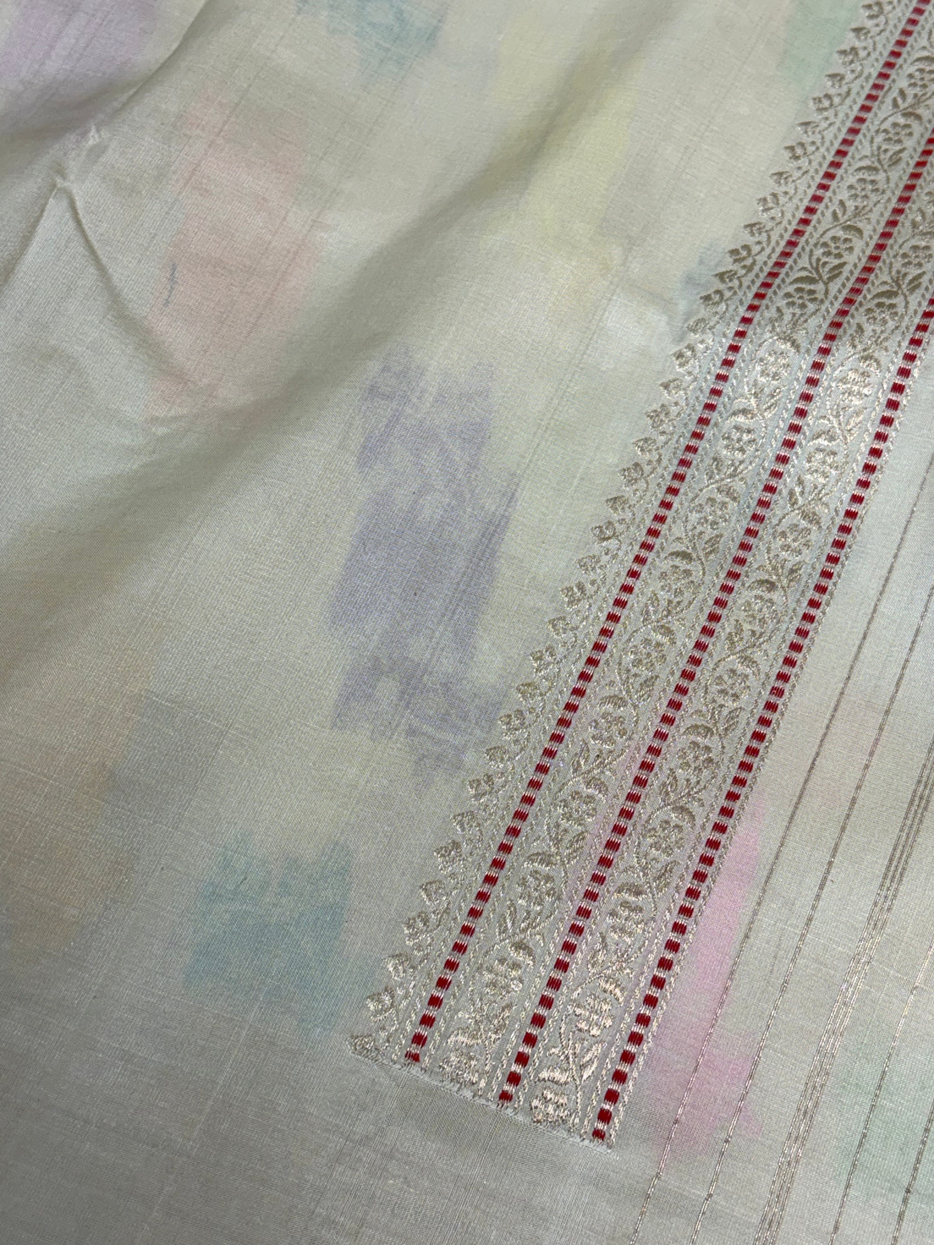 Ivory Handloom Pure Katan Silk Banarasi Saree