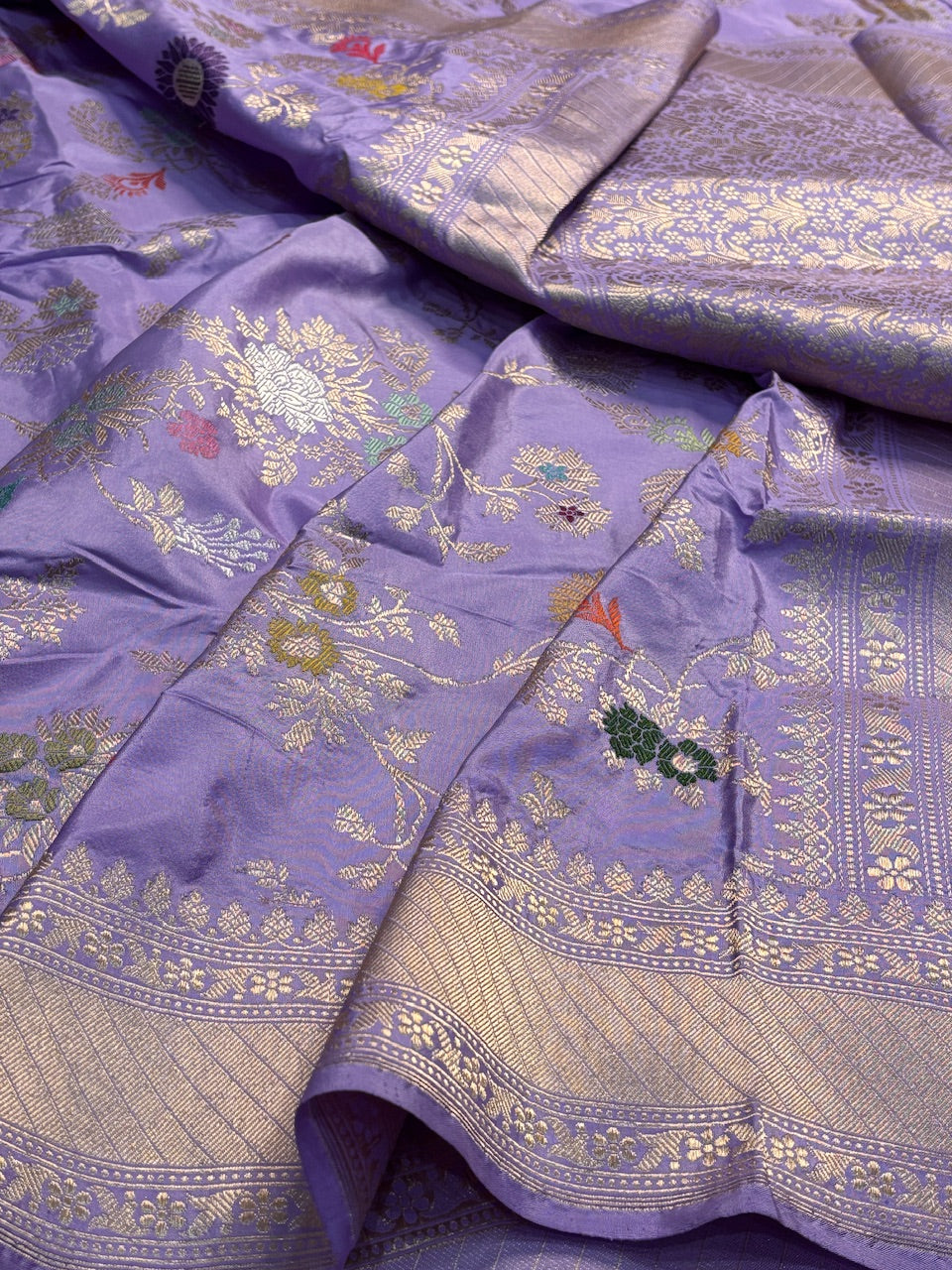 Lavender Pure Banarasi Katan Silk Handloom Saree