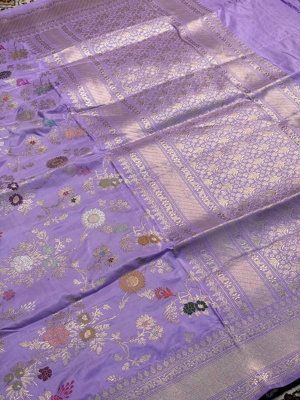 Lavender Pure Banarasi Katan Silk Handloom Saree