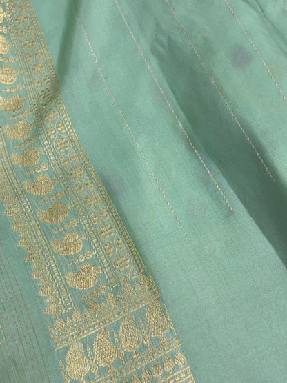 Sea Green Handwoven Banarasi Pure Katan Silk Saree with Meenakari Kadwa Jaal Weaving