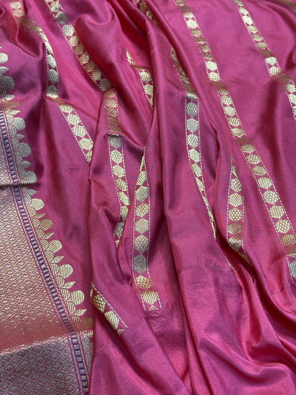 Peach Banarasi Kora Silk Handwoven Saree