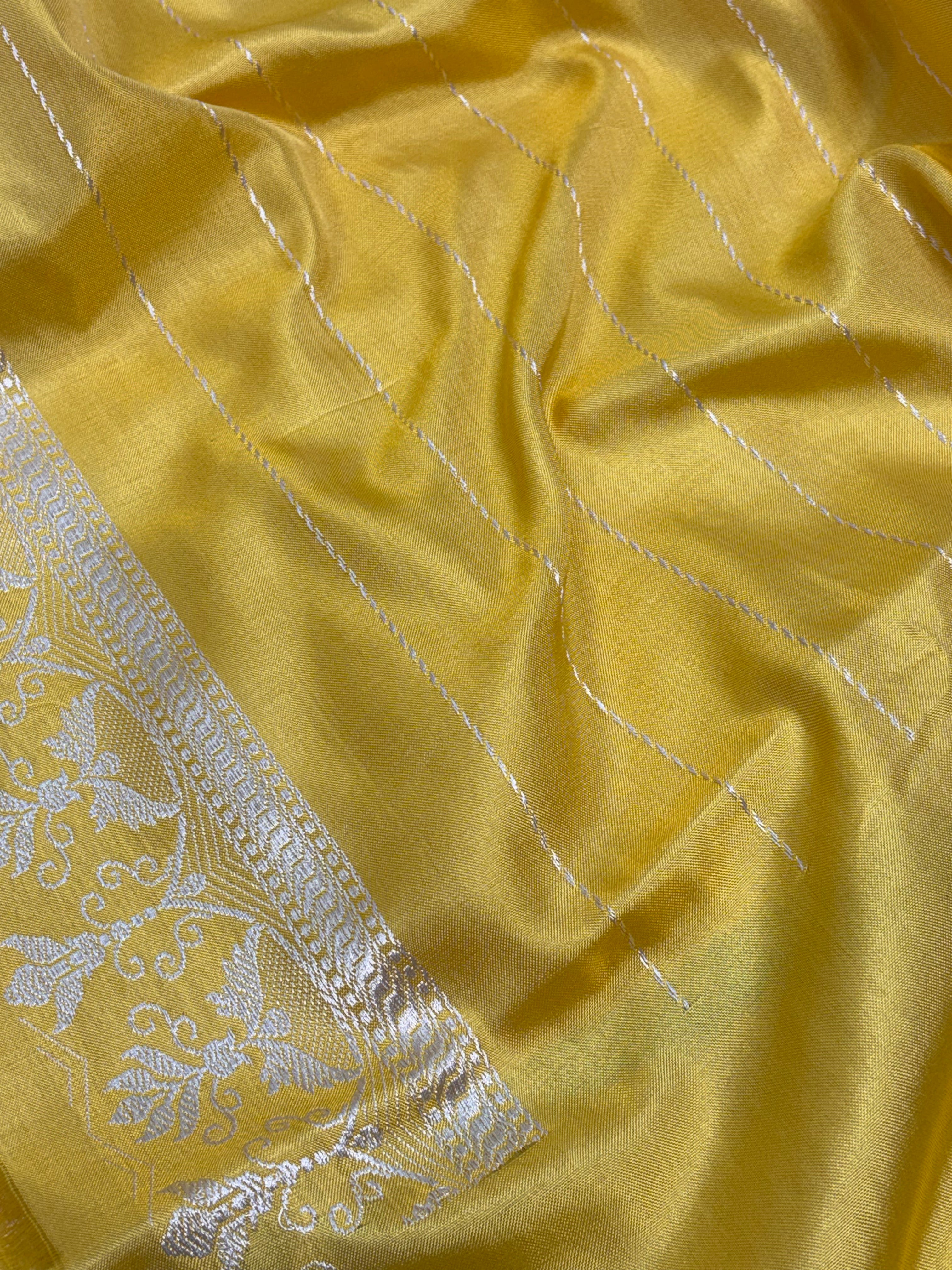 Yellow Handwoven Banarasi Pure Ektara Katan Silk Saree