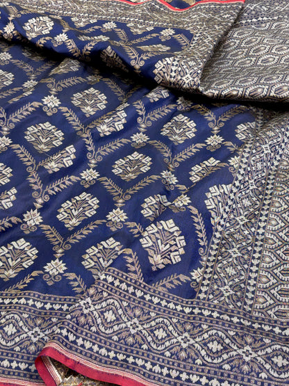 Nilambari Handwoven Banarasi Pure Jamdani Katan Silk Saree