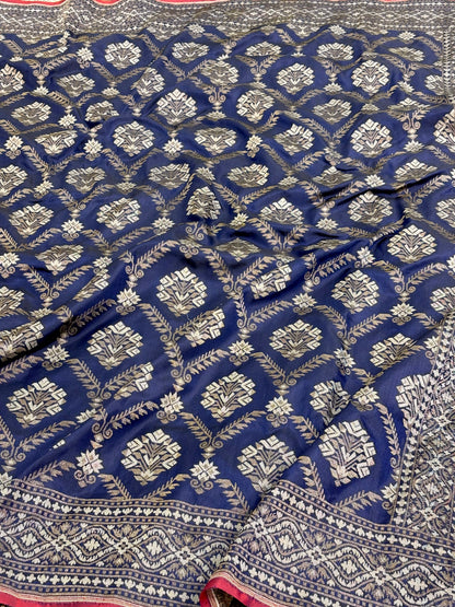 Nilambari Handwoven Banarasi Pure Jamdani Katan Silk Saree