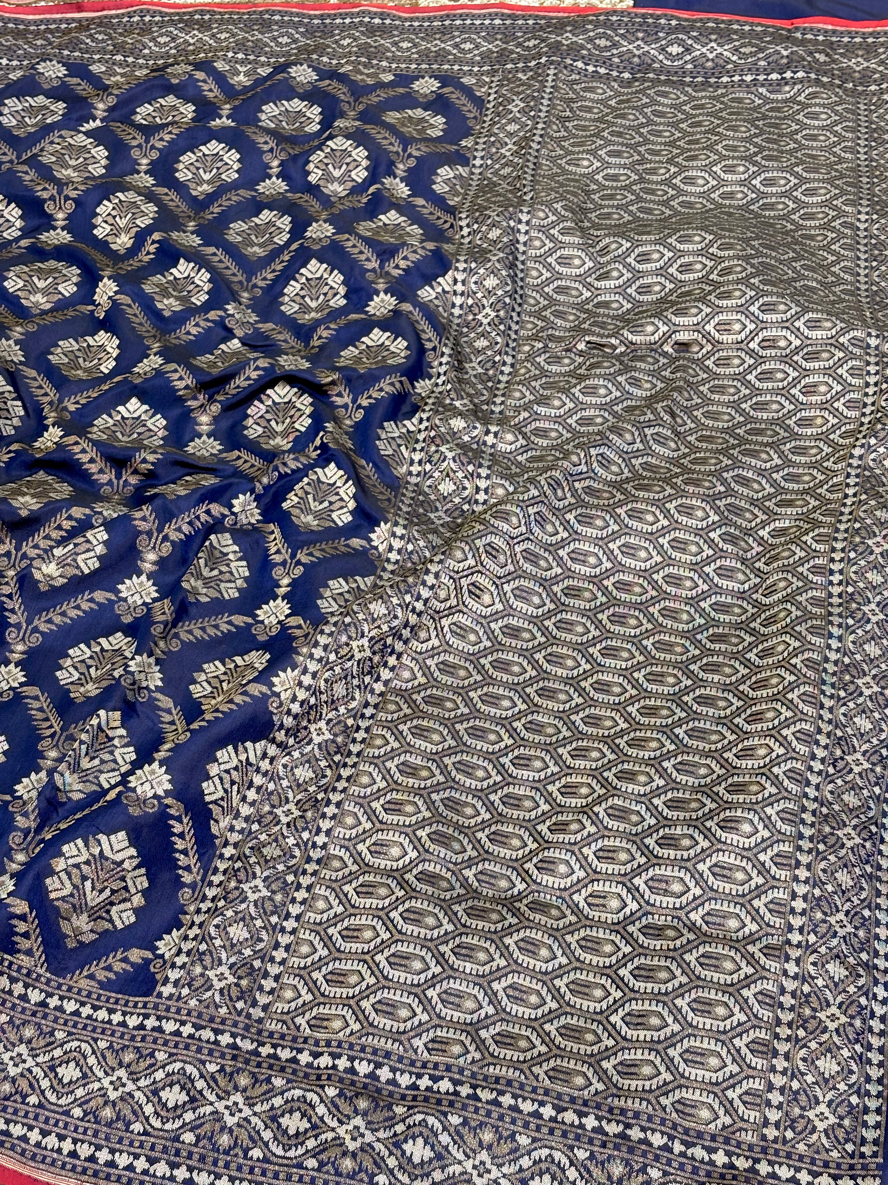 Nilambari Handwoven Banarasi Pure Jamdani Katan Silk Saree