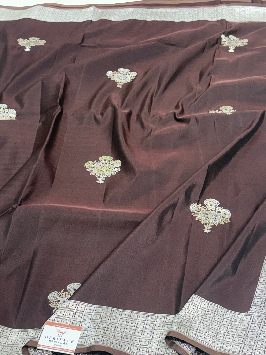 Brown Handwoven Banarasi Pure Ektara Katan Silk Saree