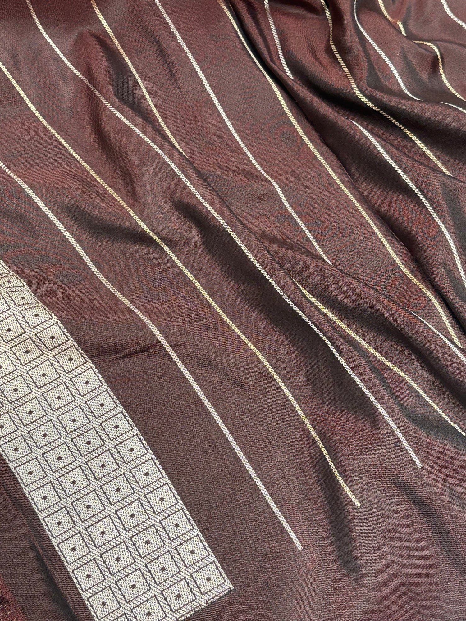 Brown Handwoven Banarasi Pure Ektara Katan Silk Saree