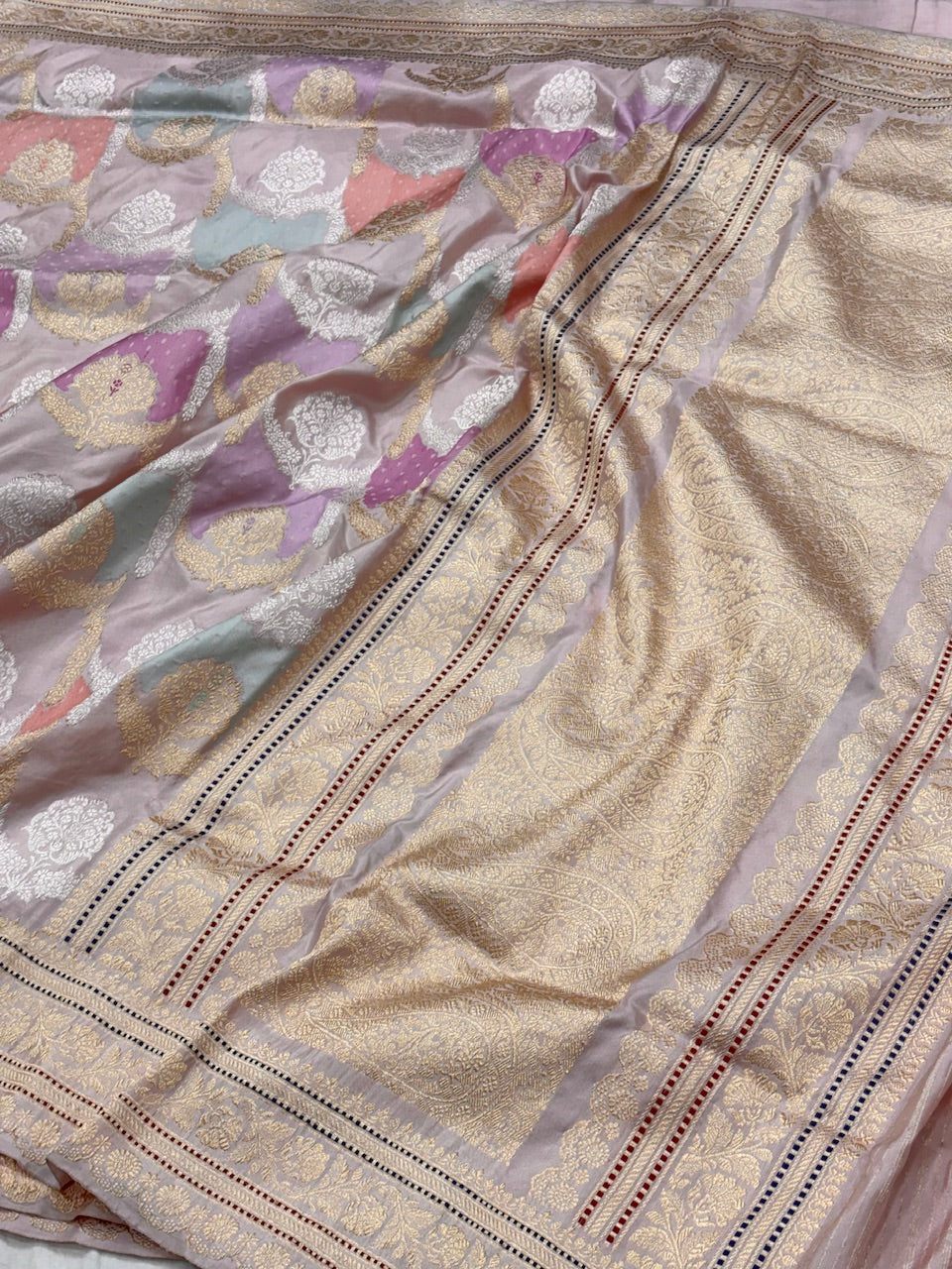Peach Banarasi Pure Katan Silk Rangkaat Handwoven Saree