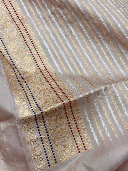 Peach Banarasi Pure Katan Silk Rangkaat Handwoven Saree