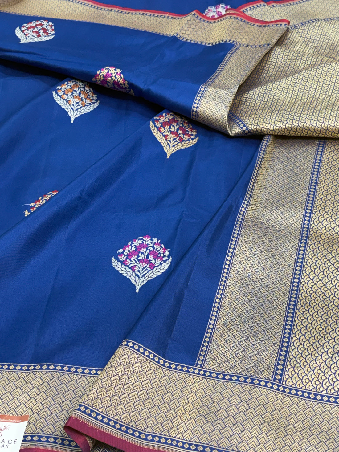 Royal Blue Handwoven Banarasi Pure Katan Silk with Meenakari Motifs