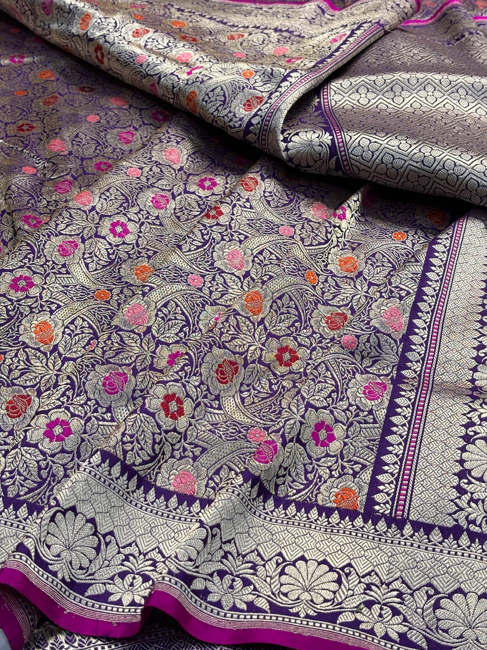 Deep Purple Purple Banarasi Kingkabh Brocade Silk Handwoven Saree