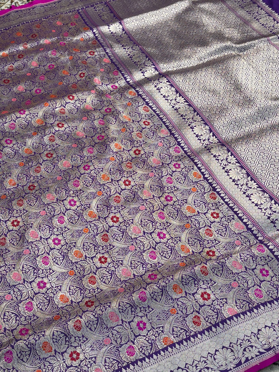 Deep Purple Purple Banarasi Kingkabh Brocade Silk Handwoven Saree