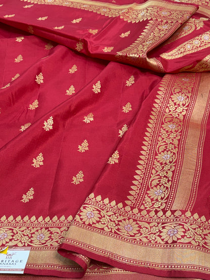 Red Handwoven Banarasi Pure Katan Silk Saree