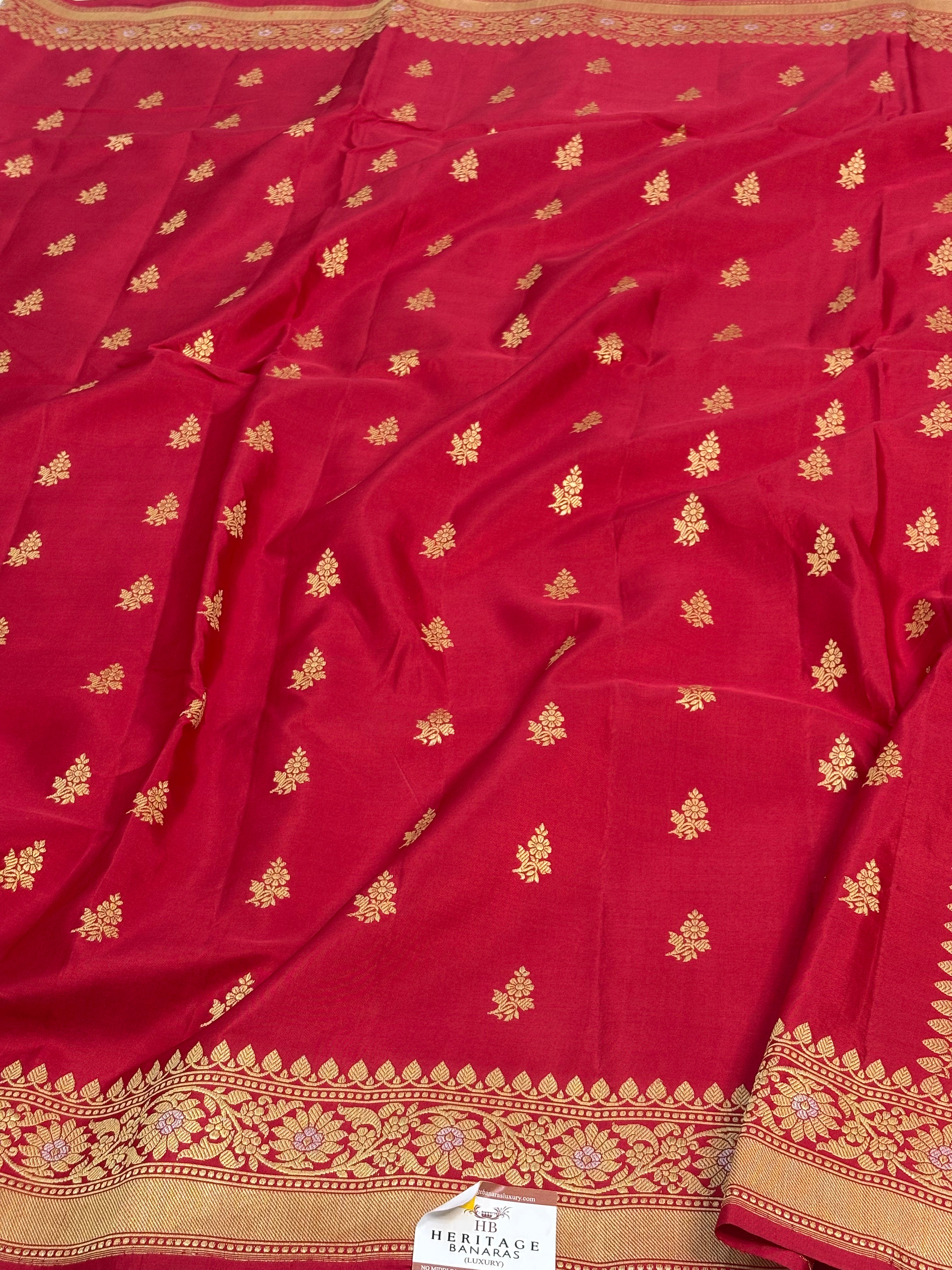 Red Handwoven Banarasi Pure Katan Silk Saree