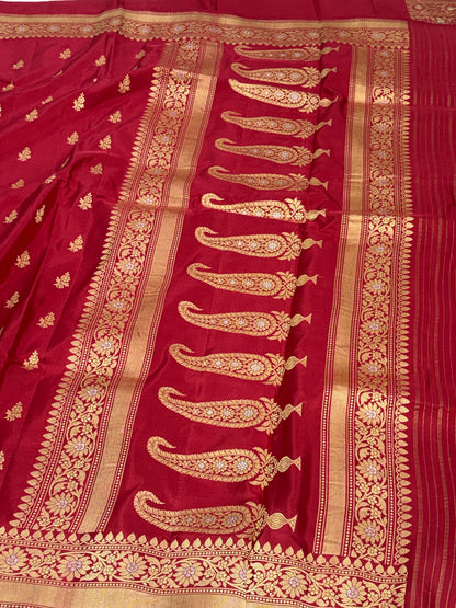 Red Handwoven Banarasi Pure Katan Silk Saree