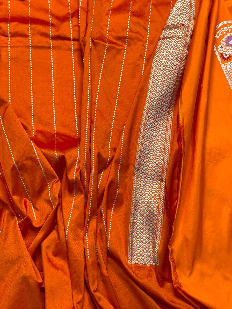 Orange Pure Banarasi Katan Silk Handloom Saree