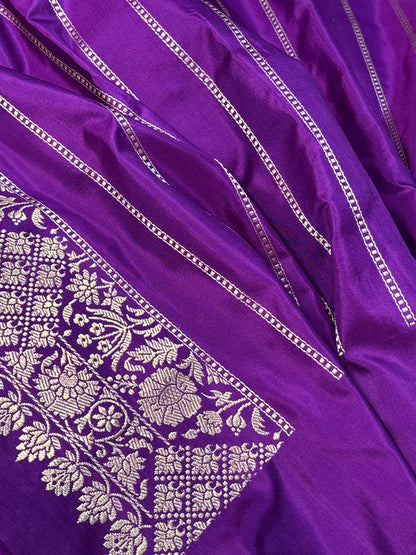 Purple Pure Banarasi Katan Silk Handloom Saree