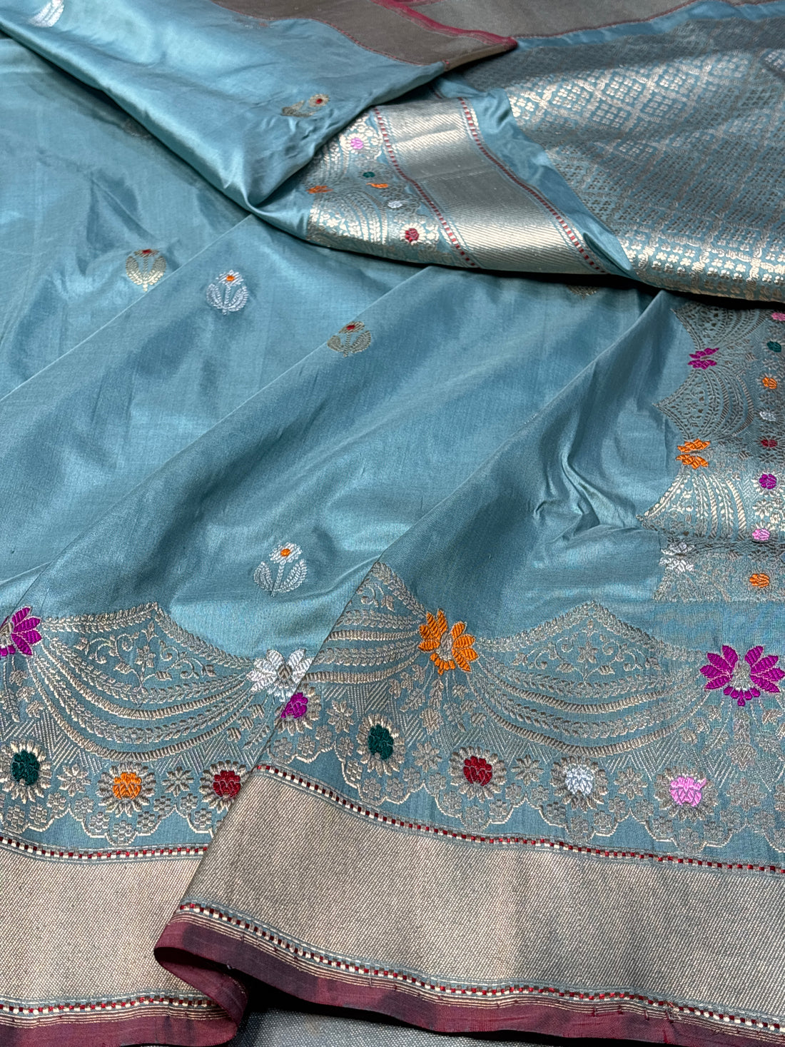 Blue Pure Banarasi Katan Silk Handloom Saree