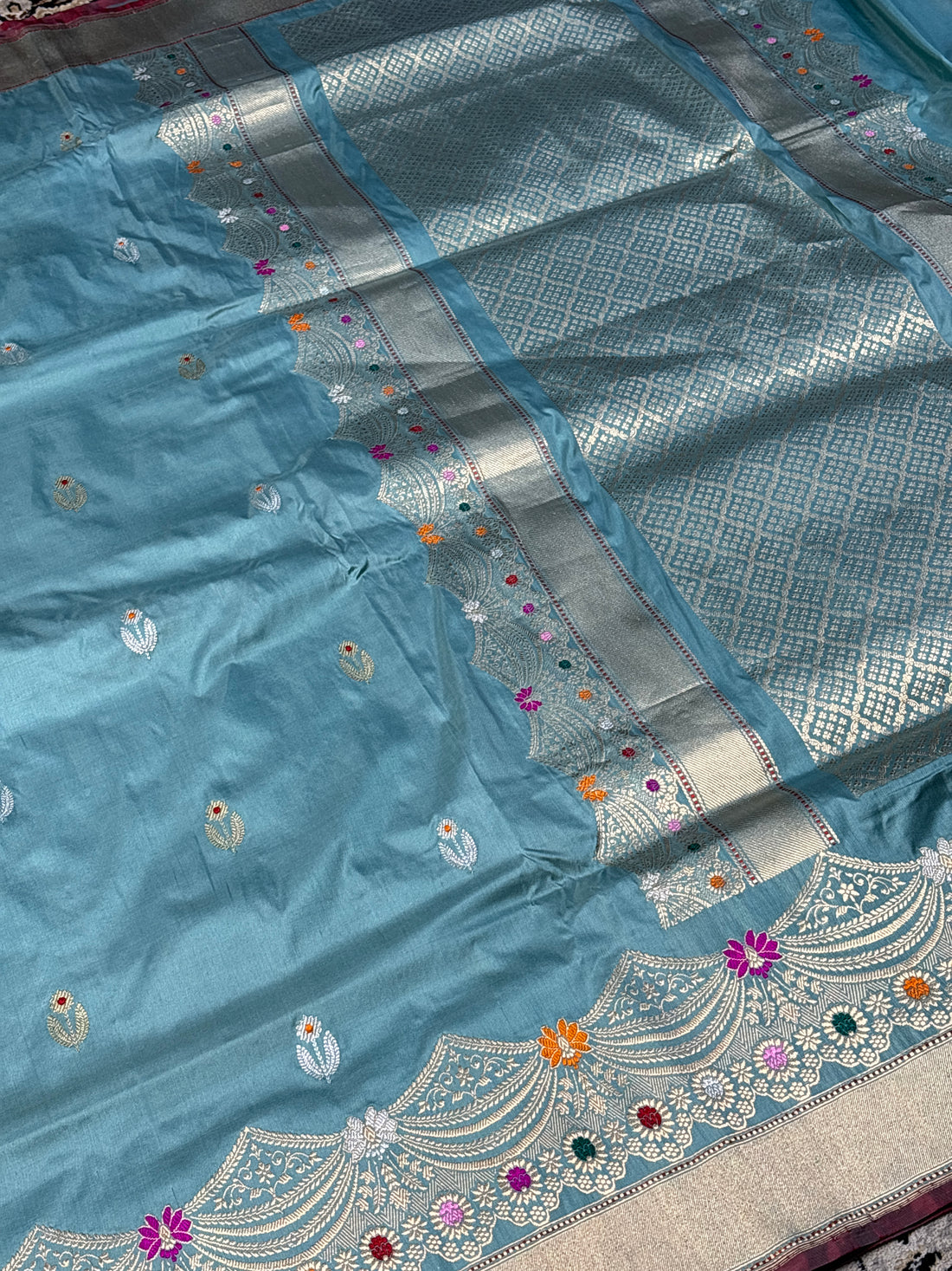 Blue Pure Banarasi Katan Silk Handloom Saree
