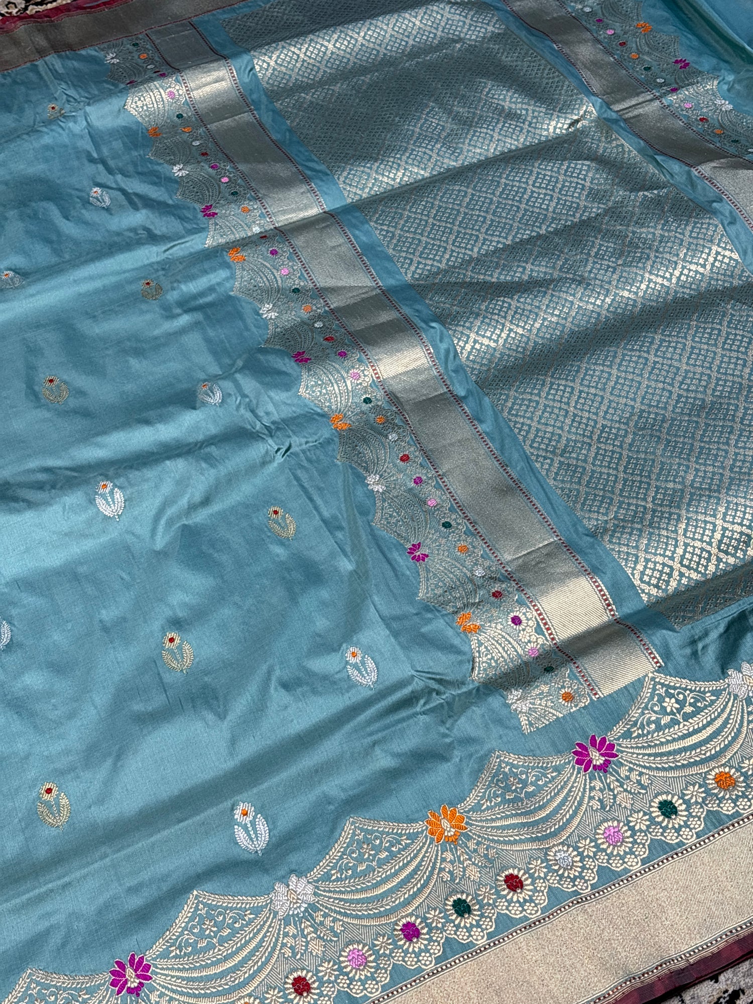 Blue Pure Banarasi Katan Silk Handloom Saree