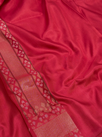 Raktambari Handwoven Banarasi Pure Katan Silk Ektara Jamdani Saree with Real Gold &amp; Silver Zari