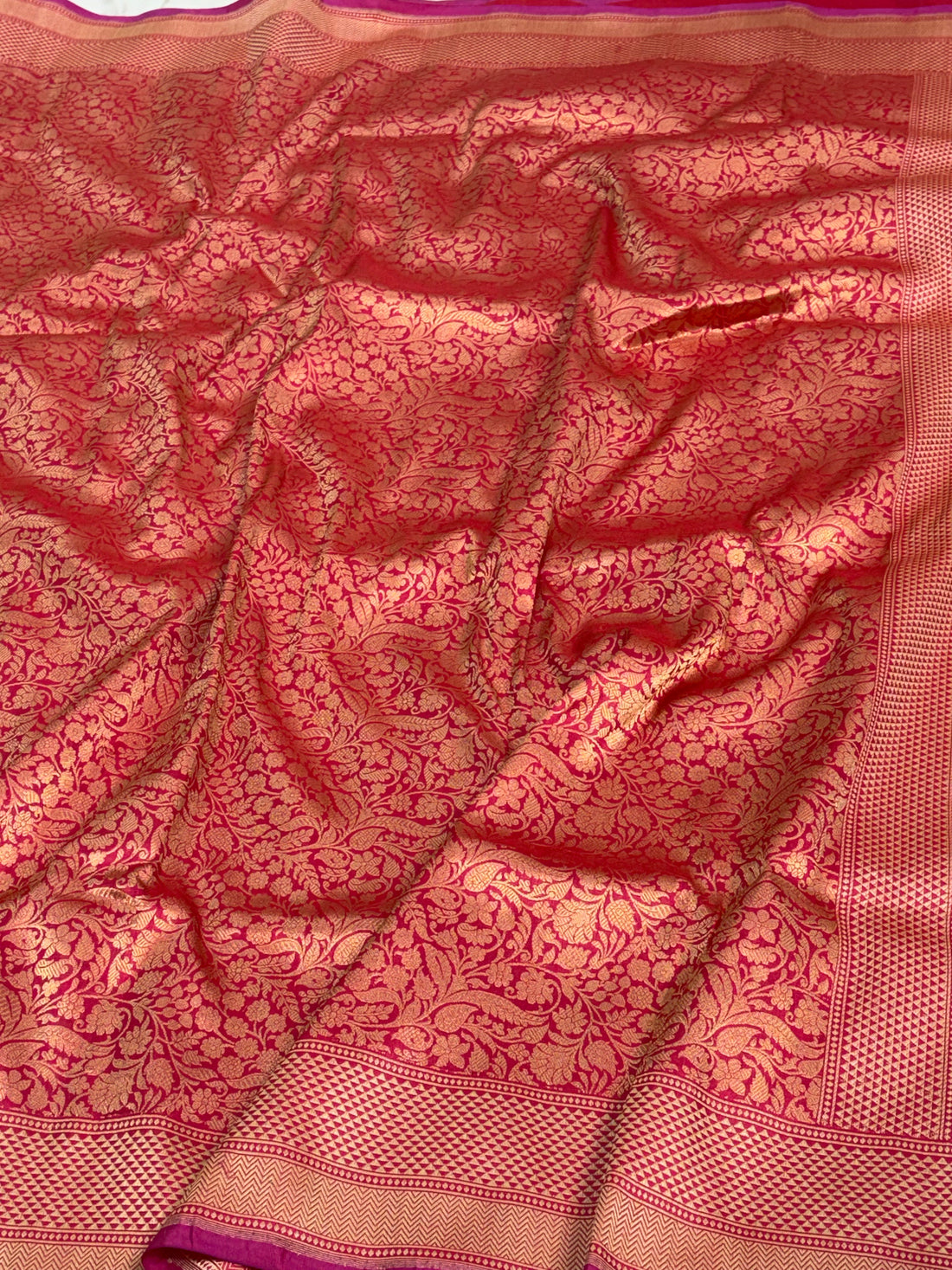 Red Handwoven Banarasi Brocade Pure Katan Silk Saree