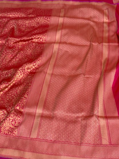 Red Handwoven Banarasi Brocade Pure Katan Silk Saree