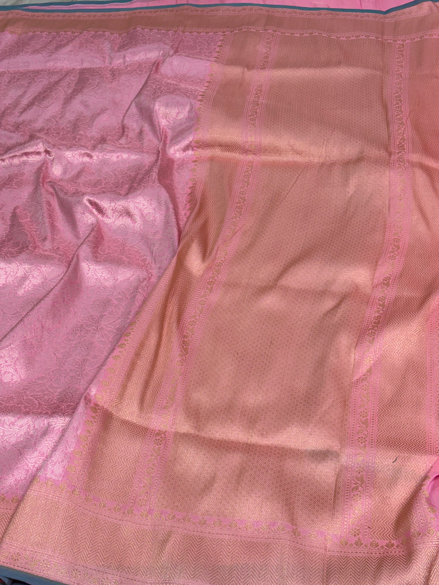 Baby Pink Handwoven Banarasi Brocade Pure Katan Silk Saree