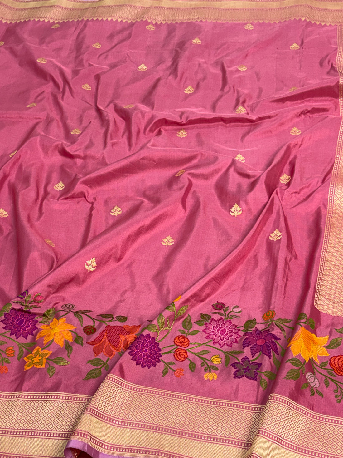 Rani Pink Multicolor Meenakari Handwoven Banarasi Pure Katan Silk Saree