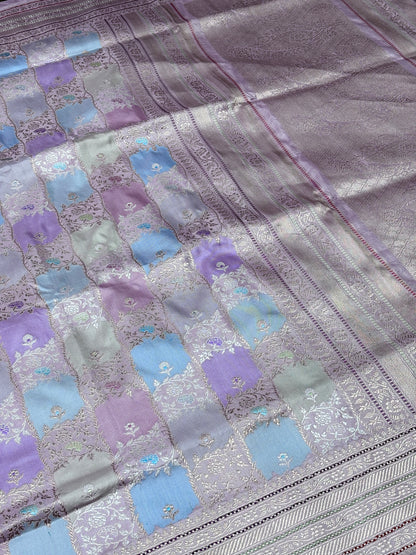 Light Lavender Pure Banarasi Rangkaat Silk Handloom Saree