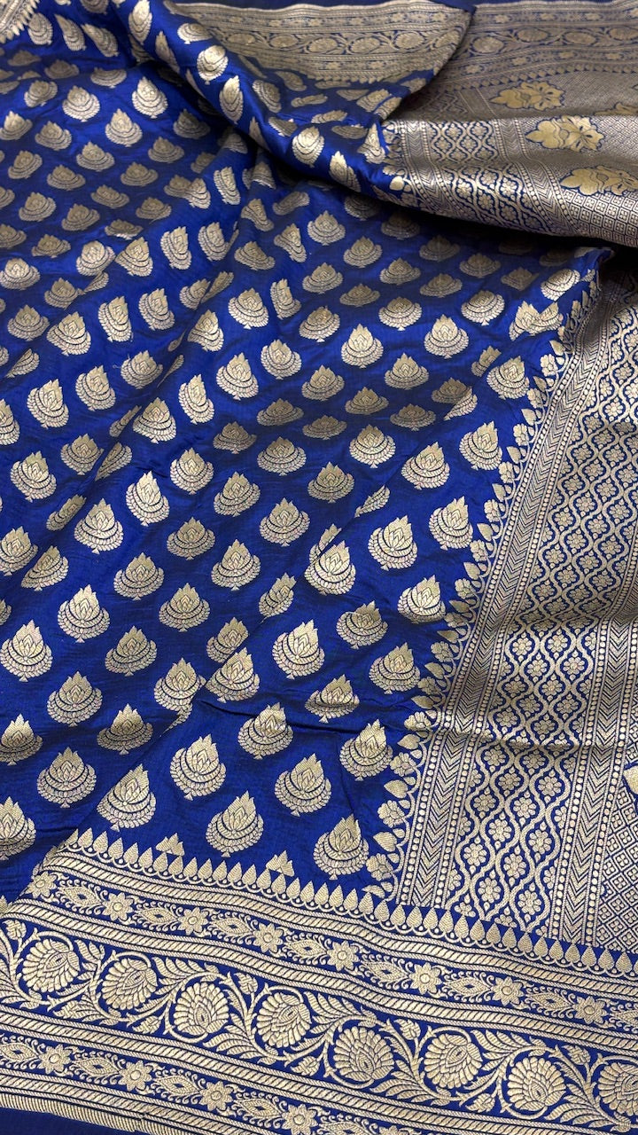 Blue Pure Banarasi Katan Silk Saree