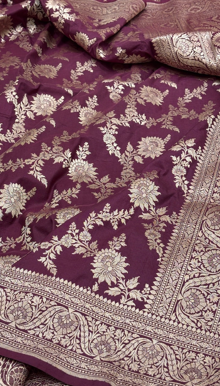 Brown Pure Banarasi Katan Silk Saree