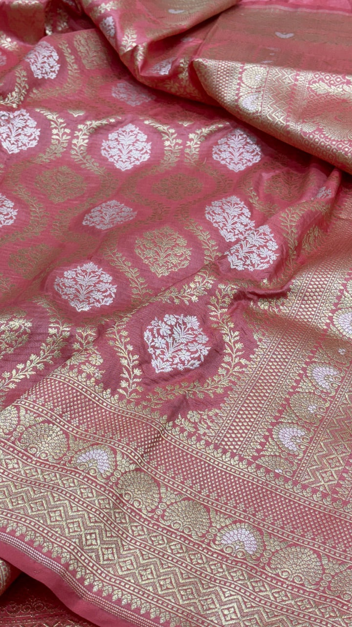 Pink Pure Banarasi Katan Silk Saree