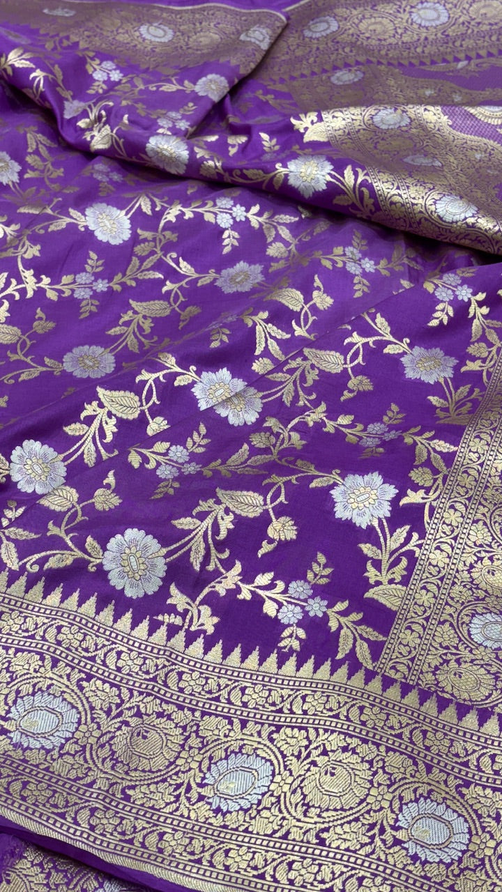Purple Pure Banarasi Katan Silk Saree