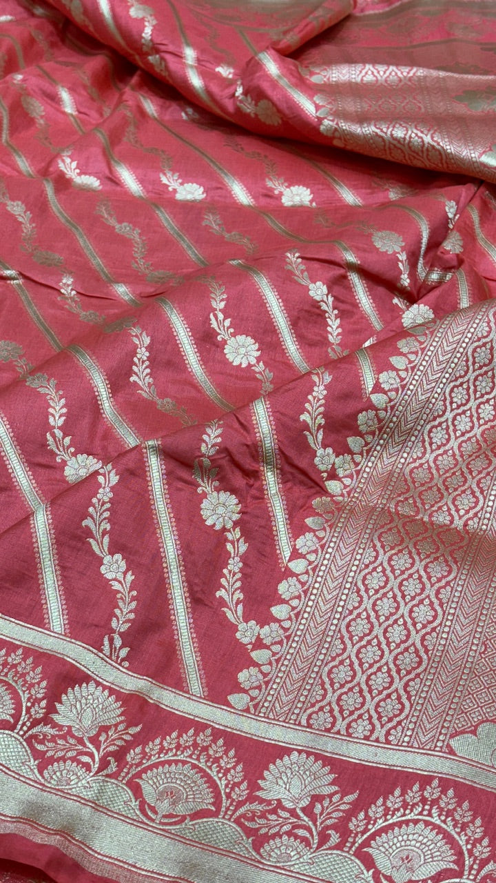 Pink Pure Banarasi Katan Silk Saree