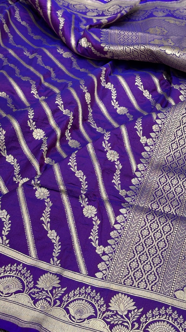 Purple Pure Banarasi Katan Silk Saree