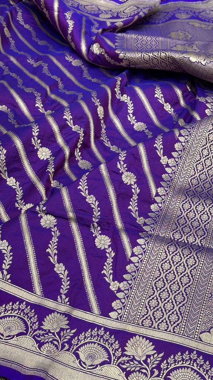 Purple Pure Banarasi Katan Silk Saree